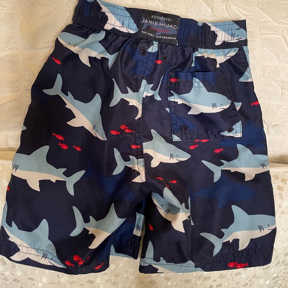 Janie and Jack adjustable waist shark swim trunks